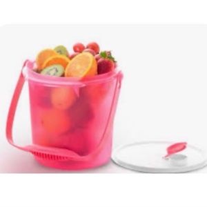New Tupperware Bucket Canister Easy Go 5 Liter Pink & White Lid Color